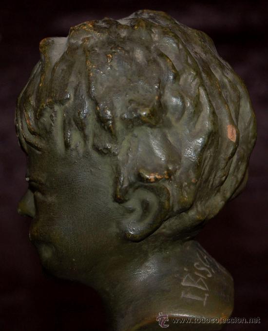 Arte: Busto de niño en terracota patinada. Aproximadamente años 30-40s. Firmado Biscarri Cuyàs (catalan). - Foto 10 - 26529144